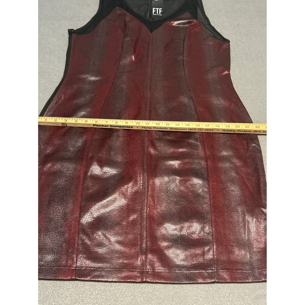 Fashion To Figure Burgundy Snakeskin Faux Leather Mesh Dress 3X Bodycon - Picture 6 of 7